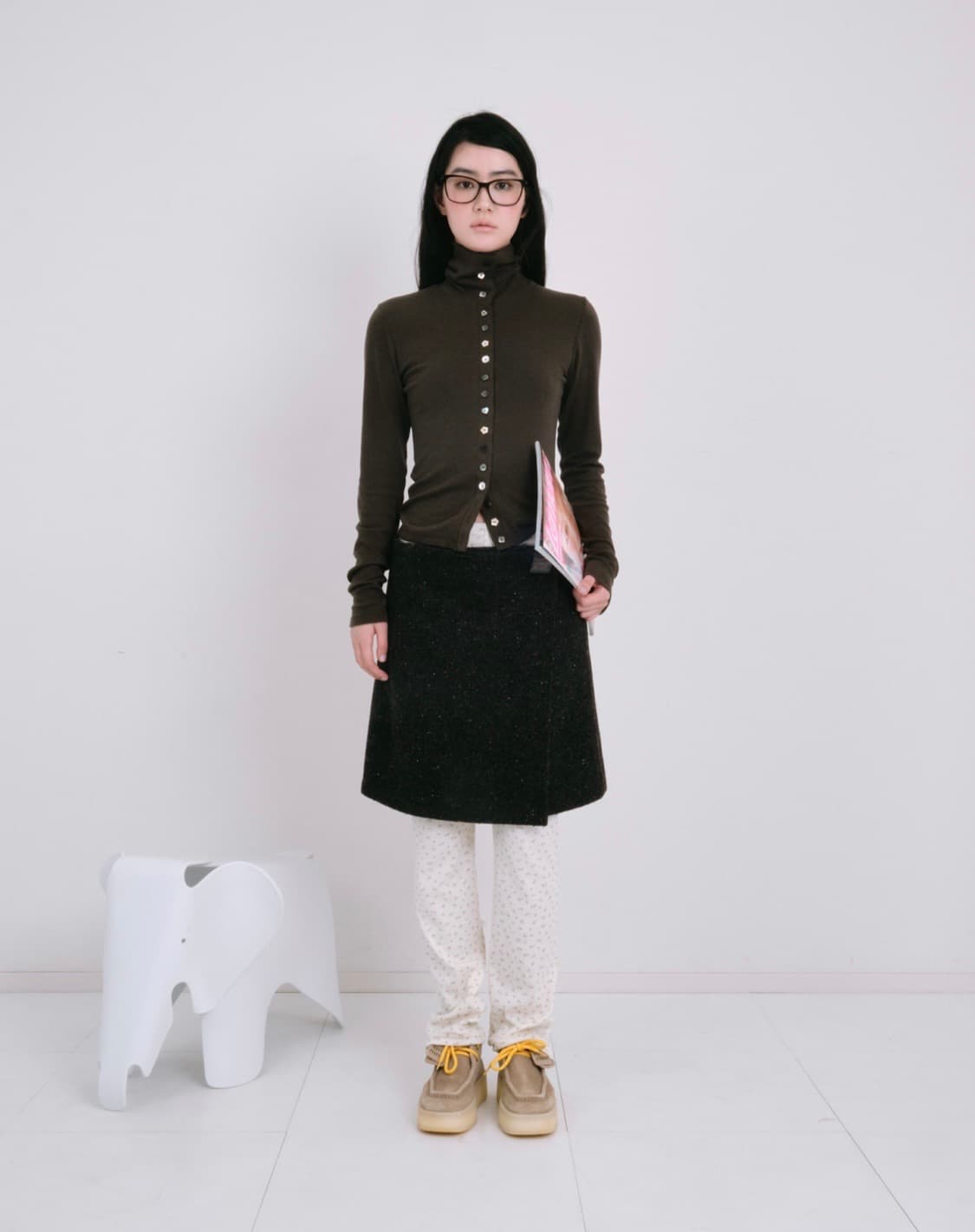 나비버스 Bottan cardigan_Khaki brown 상품이미지2