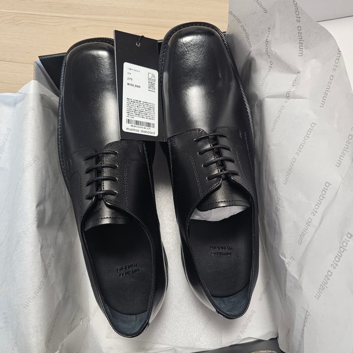 275 새제품) 무신사스탠다드 스퀘어 스퀘어토 더비 슈즈 구두 남자 상품이미지2