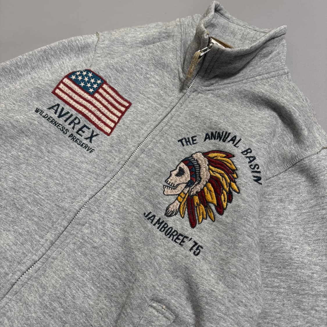 아비렉스(AVIREX) 멜란지 코튼 웨스턴 자수로고 하이넥 집업 자켓 상품이미지4