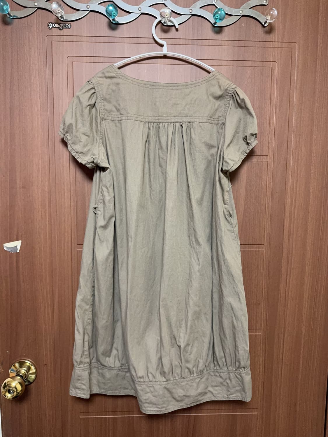 모리걸 하구미 스즈코 일본 빈티지 카키 그린 반팔 반소매 포켓 원피스 상품이미지3