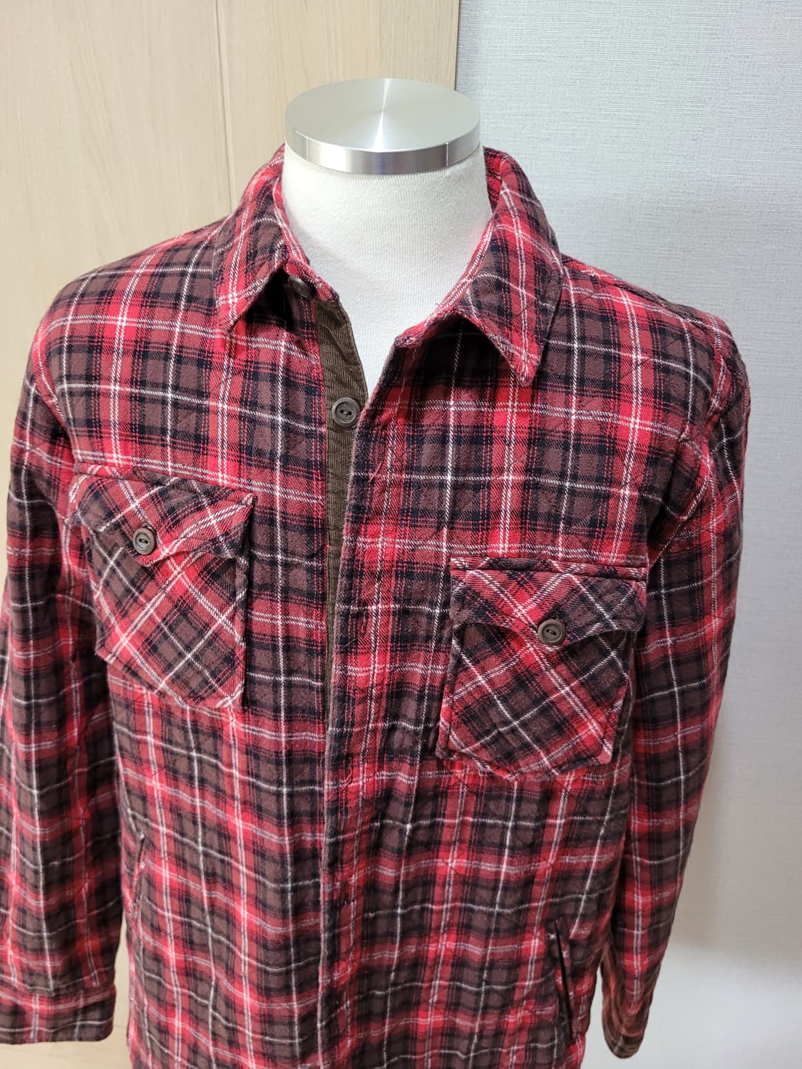 오피티 OPT 남자 패딩 체크셔츠 XL 레드 상품이미지2
