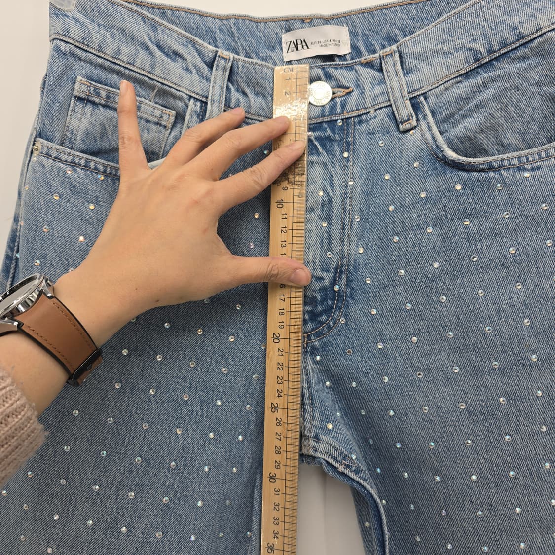 ZARA 스톤 장식 여성 데님 팬츠 EUR 36 상품이미지5