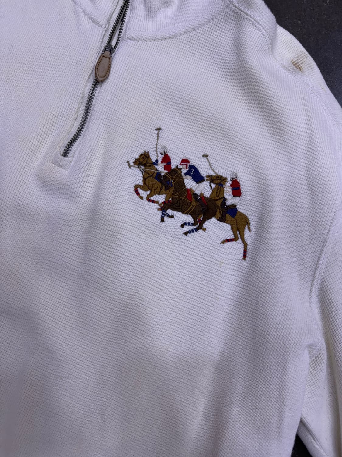 폴로 랄프로렌 더블 포니 자수 하프 집업 맨투맨 아이보리 L 상품이미지3