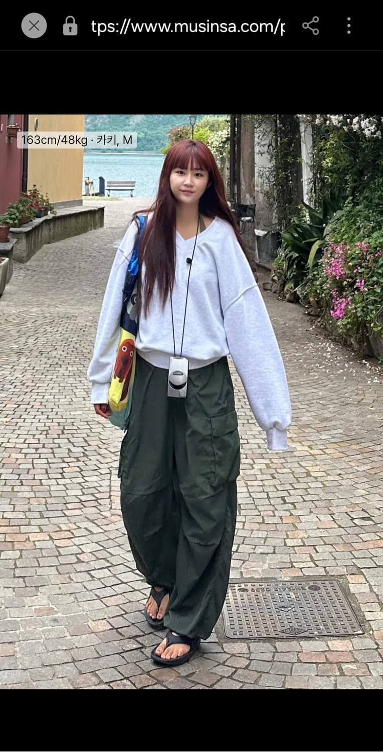 코드그라피/남녀공용/세미와이드 카고 나일론 바스락팬츠 상품이미지9