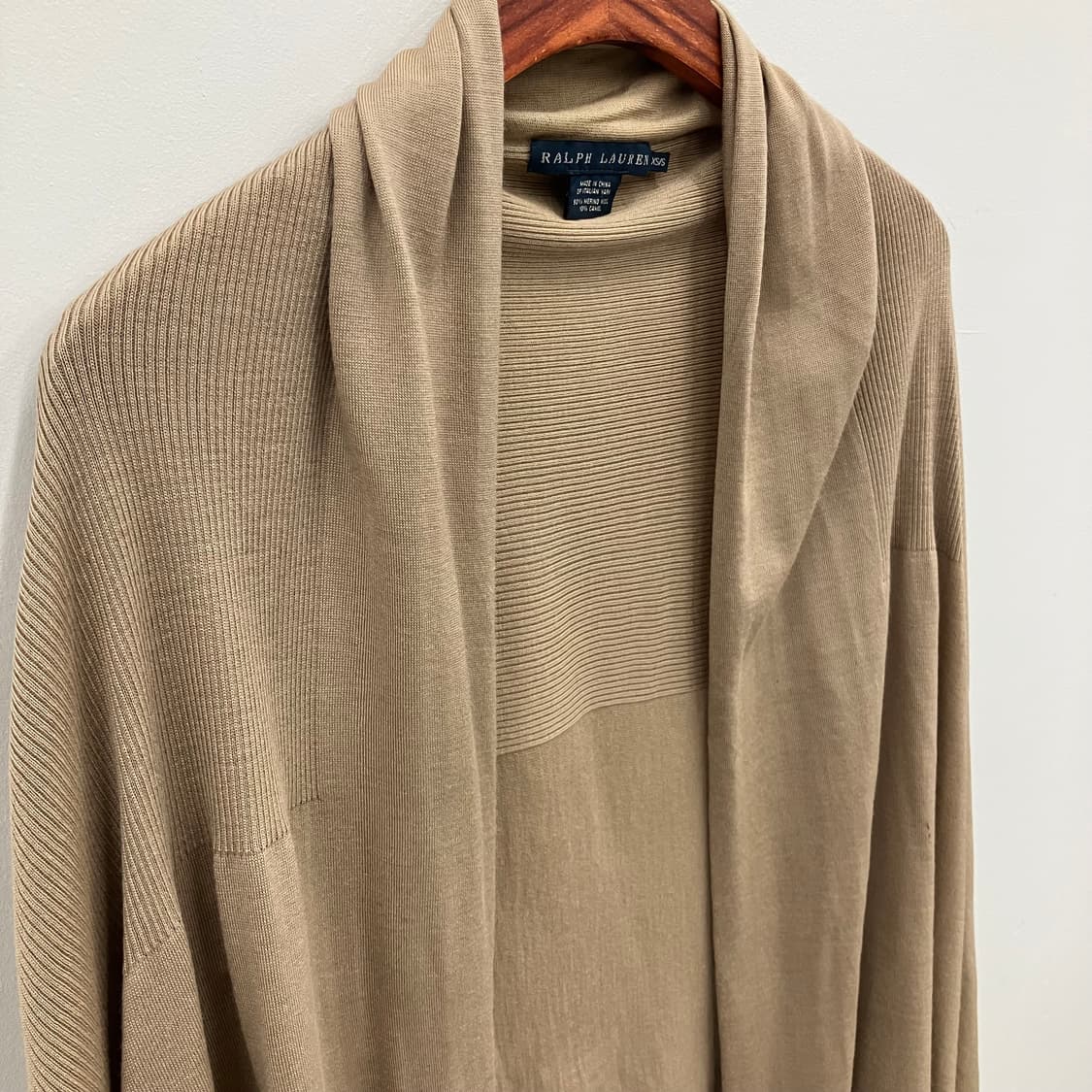 랄프로렌 베이지 숄카라 오픈 가디건 XS 상품이미지4