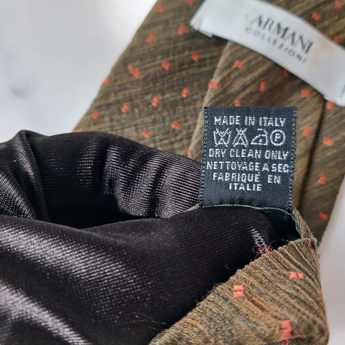 아르마니 꼴레지오니 넥타이 올리브 그린 패턴 9.7cm B-등급 E830 상품이미지4