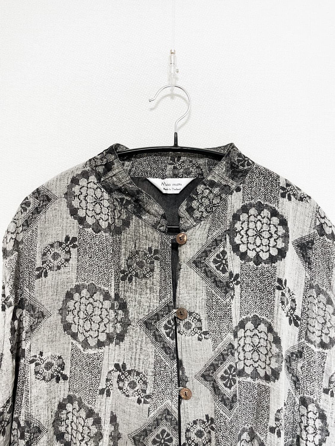 Oriental Stand Collar Long Shirt - Brown 상품이미지4