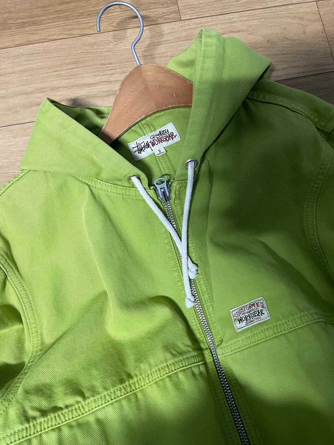 Stussy 워크웨어 후드 자켓 형광 연두색 상품이미지3