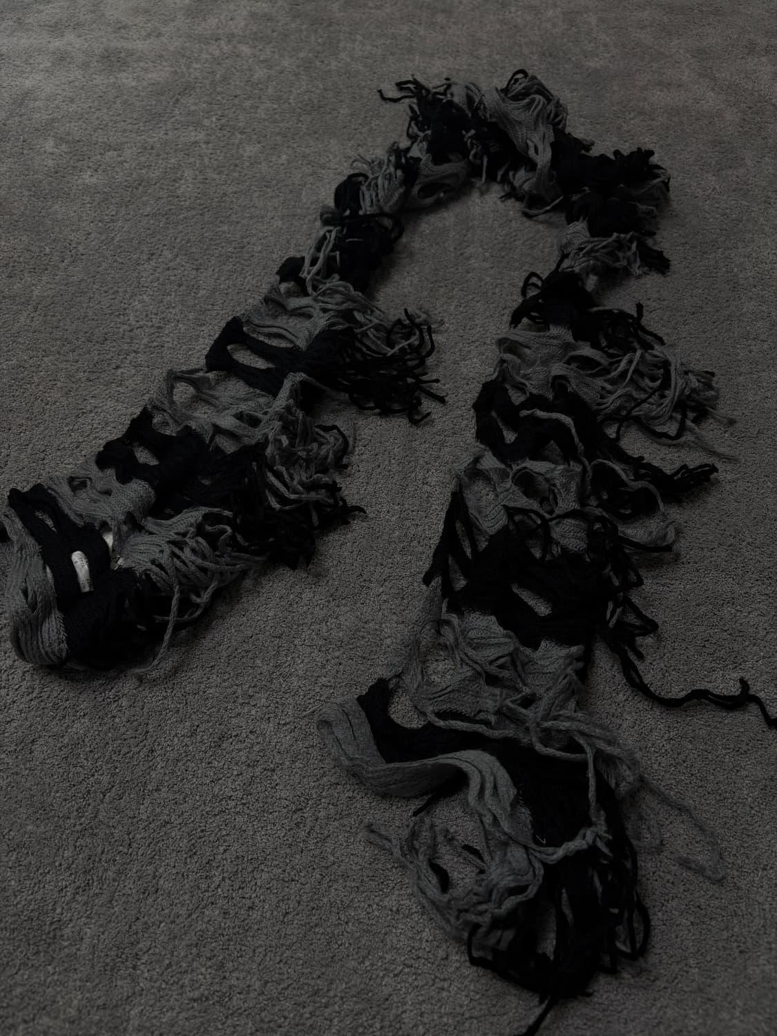 Vintage v-kei punk mood black grey scarf 상품이미지3