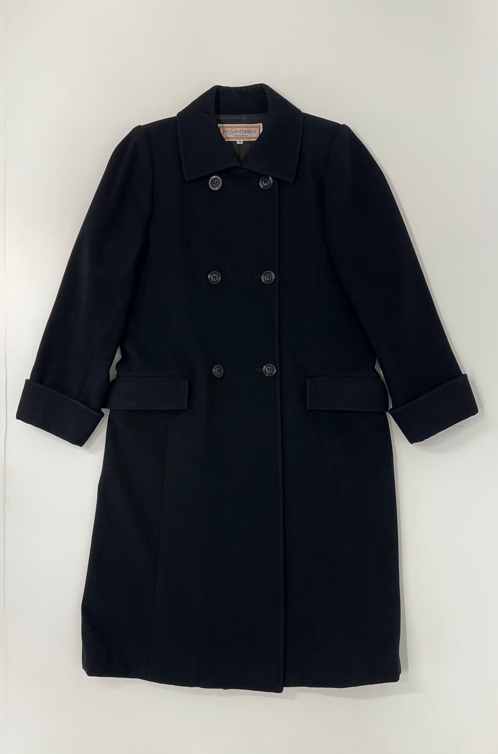 클래식 블랙 울 더블 브레스티드 코트 상품이미지1