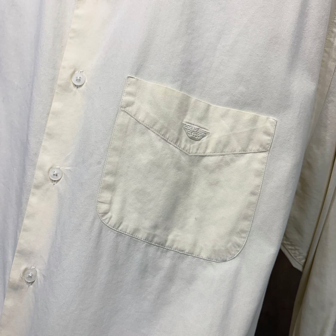 엠포리오 아르마니 코튼 긴팔 셔츠 클래식 스탠다드 카라 디테일 옐로우 상품이미지6