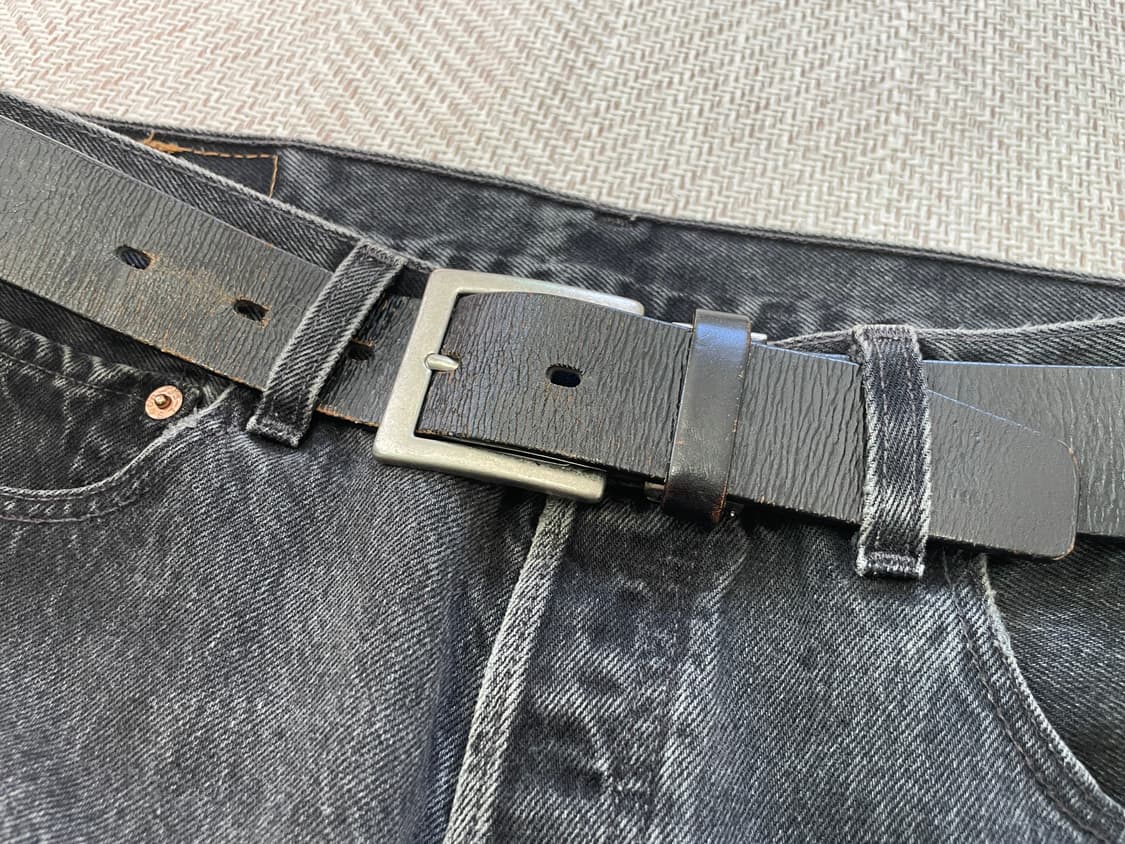 빈티지 genuine leather italy 실버버클 레더 벨트  상품이미지3