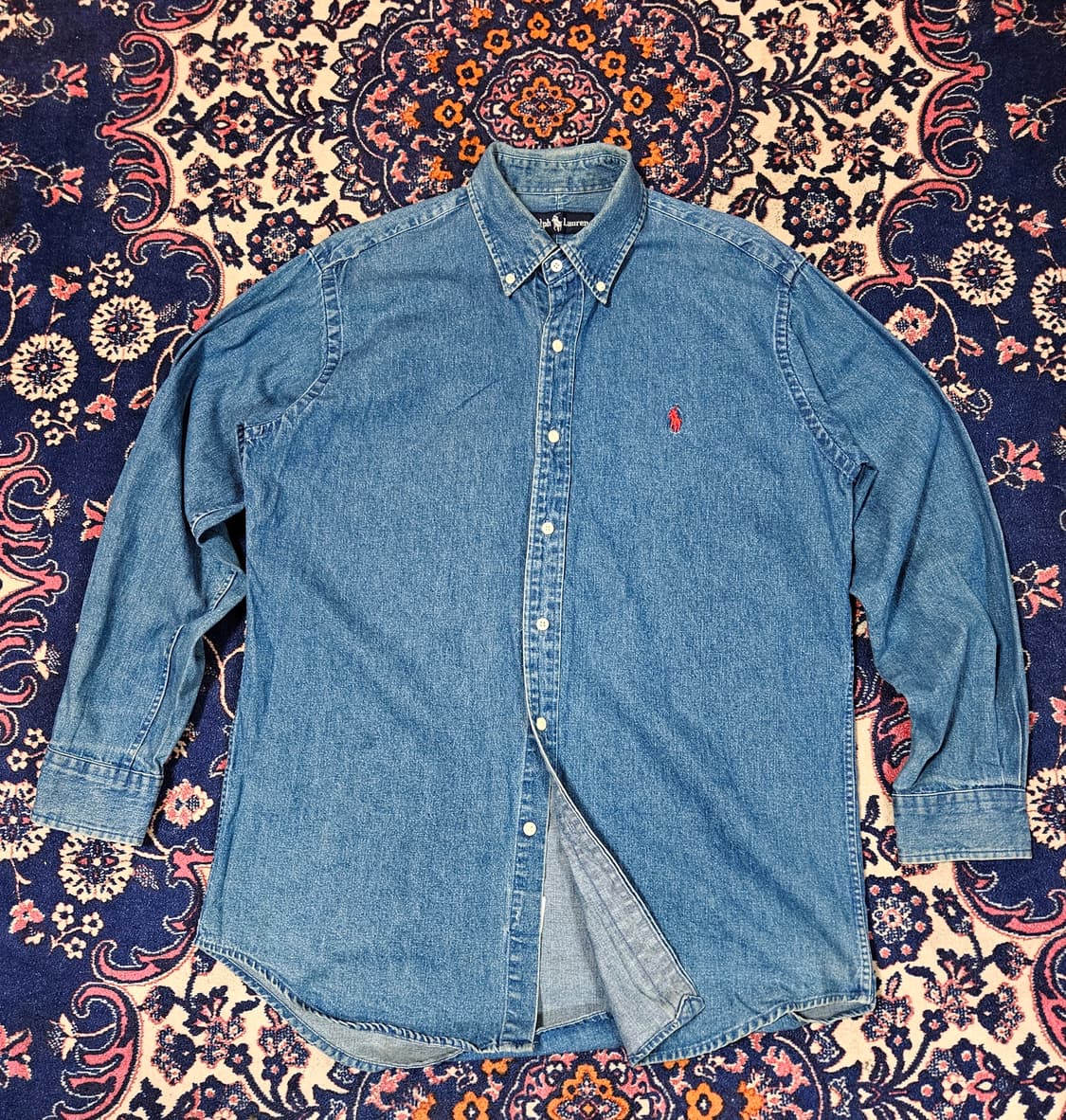 폴로랄프로렌 빈티지 레드 포니 루즈핏 데님 셔츠 100size 상품이미지1