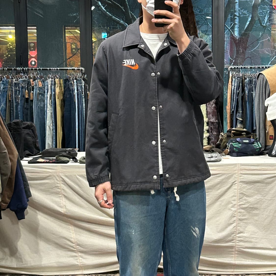 XL) 나이키 트렌드 코치 자켓 차콜 그레이 상품이미지10