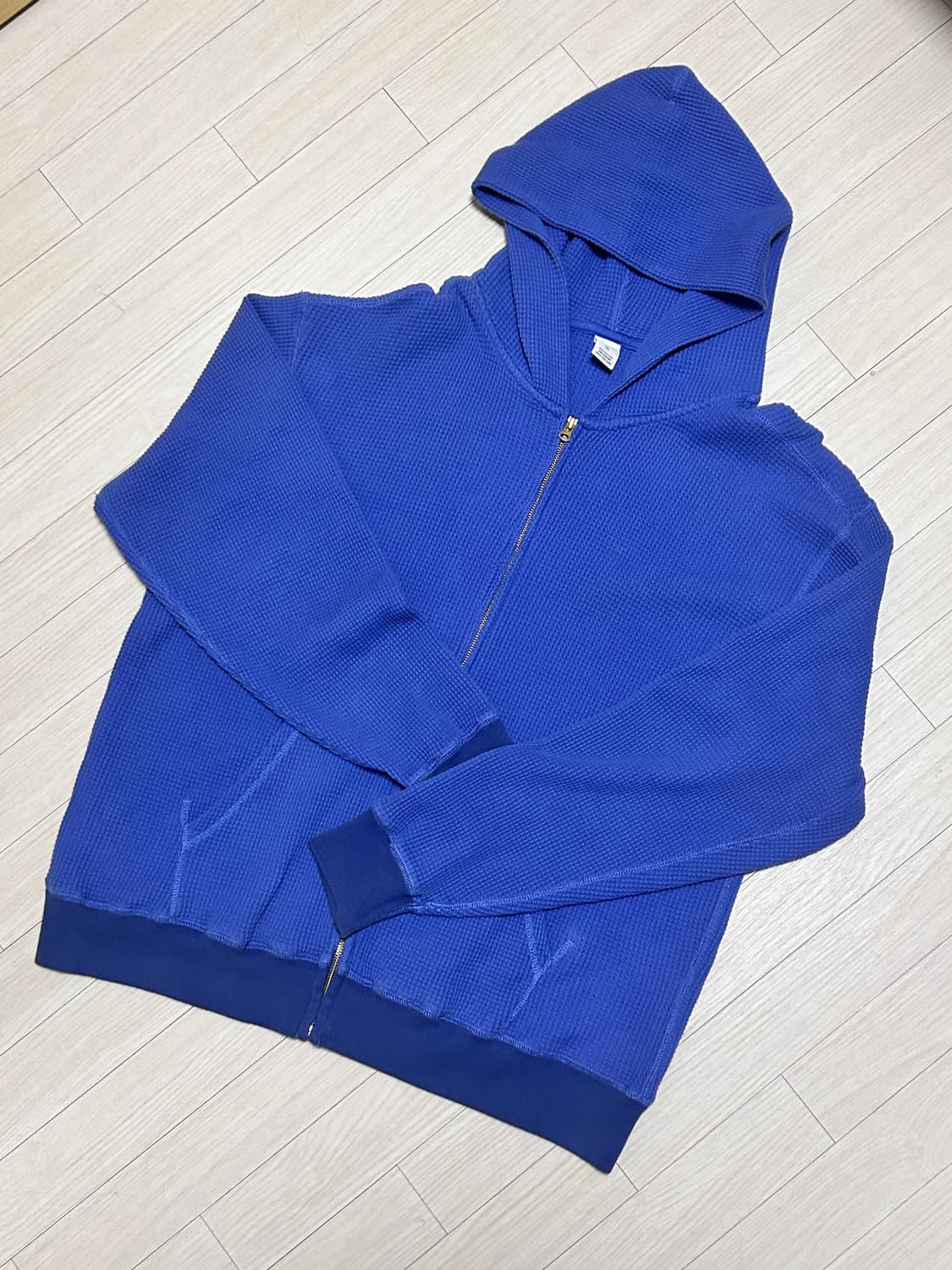 [XL, 4] 카키스 와플 후드집업 블루 상품이미지3