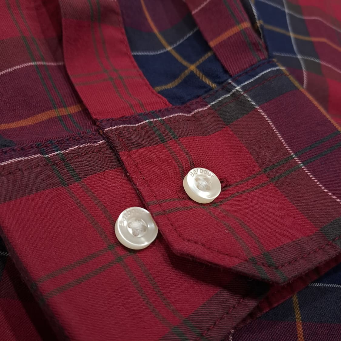 CL373 L 바버 코튼 버튼다운 테일러드핏 레드 셔츠 남방 상품이미지5