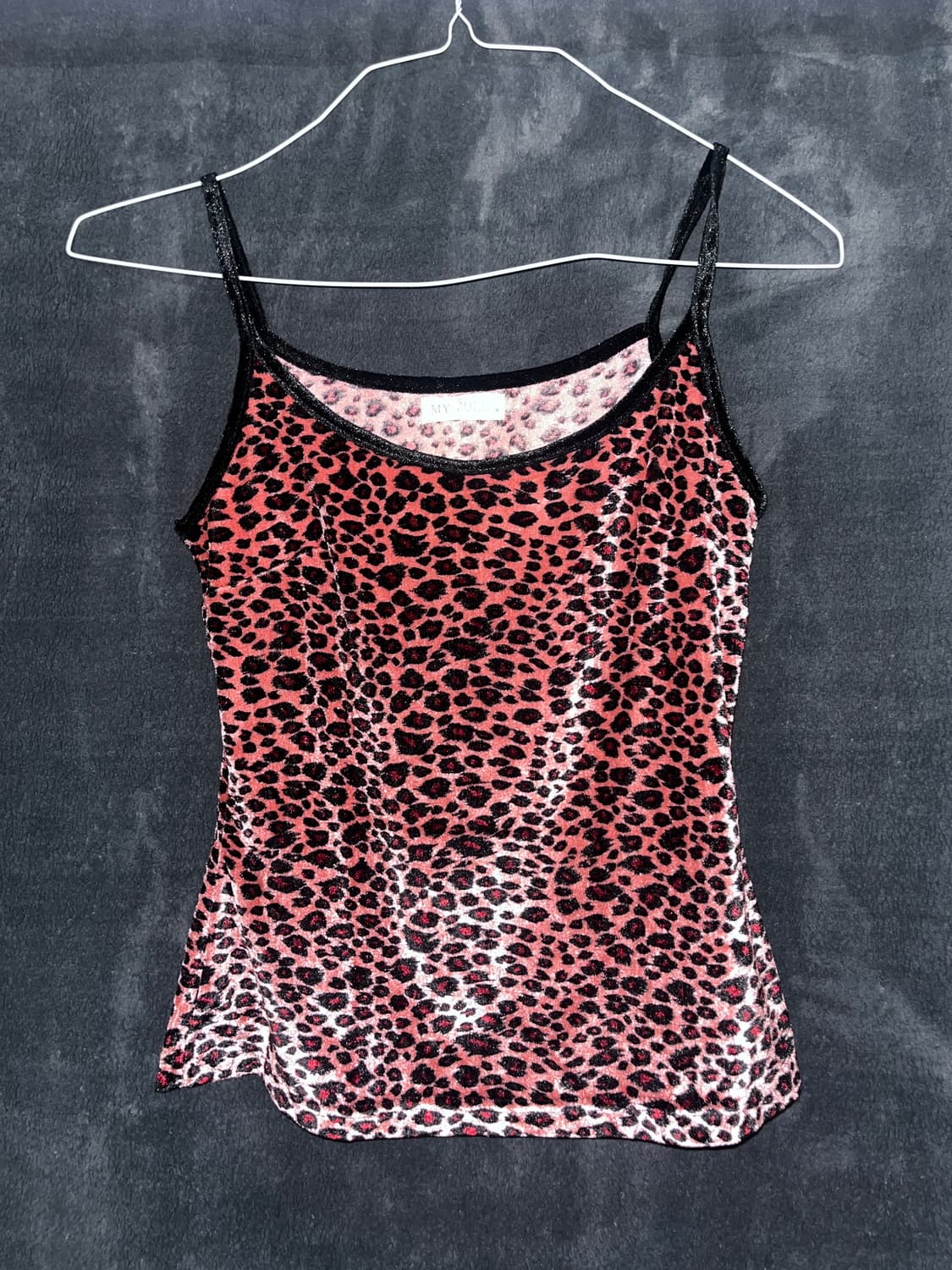 핑크 레오파드 슬리브리스 탑 상품이미지1