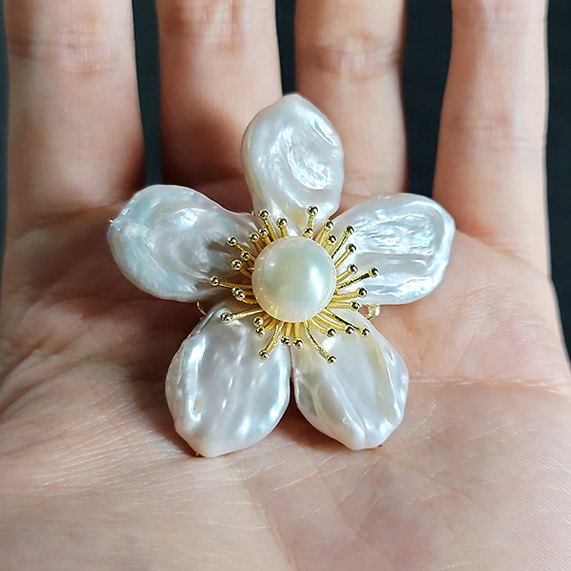 Serafina 브로치 남자 여자 엔틱 빈티지 명품 자연 빛 꽃 자개 상품이미지6