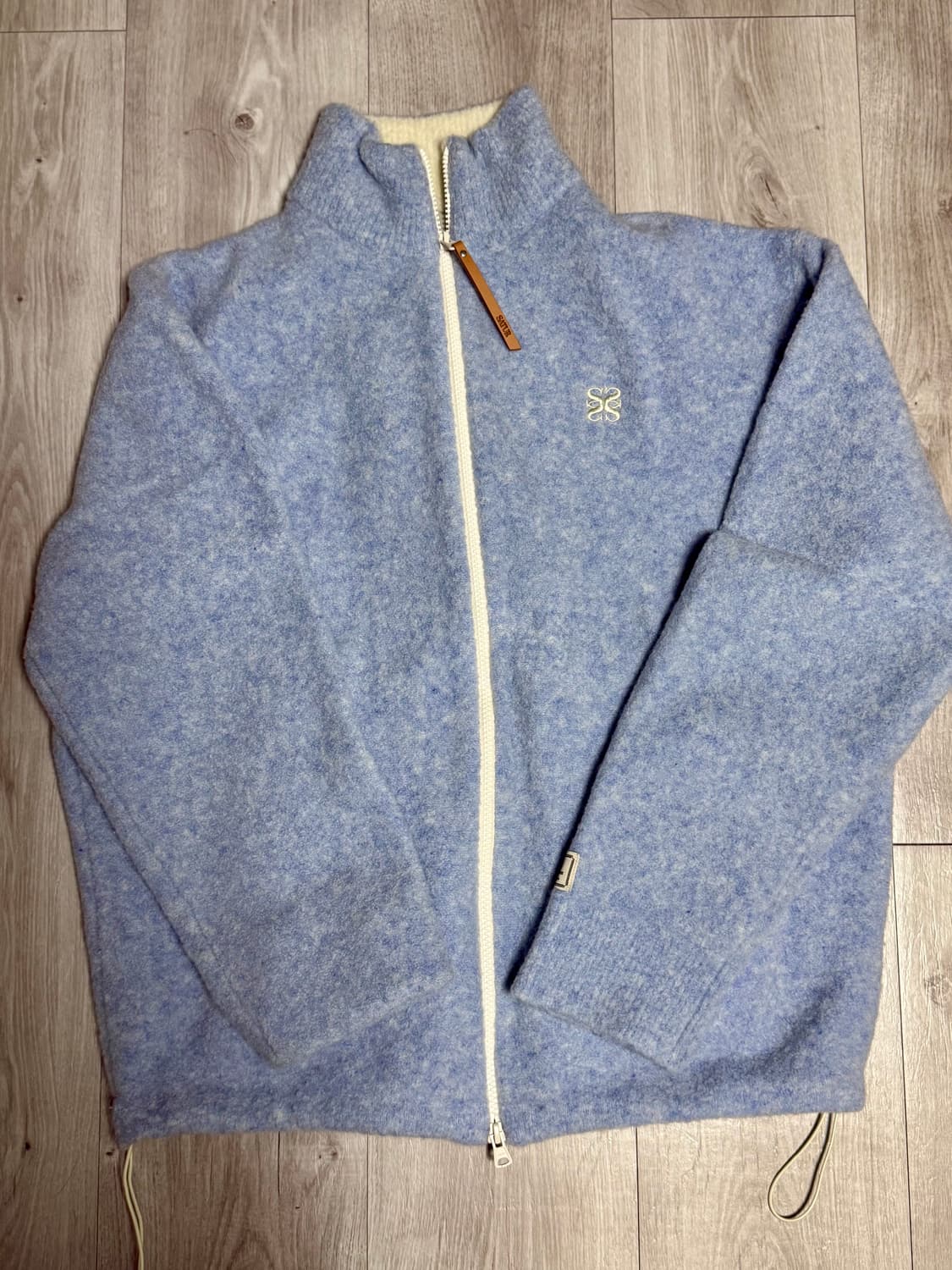 세터 플러피 울 플리스 니트 집업 스카이 블루 상품이미지3