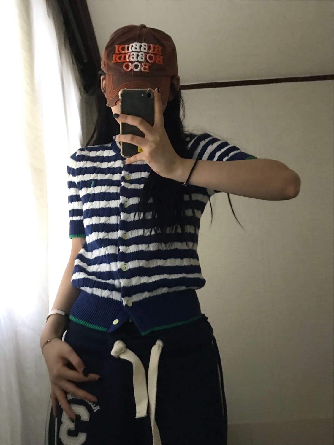 폴로 스트라이프 반팔 케이블 가디건 상품이미지5