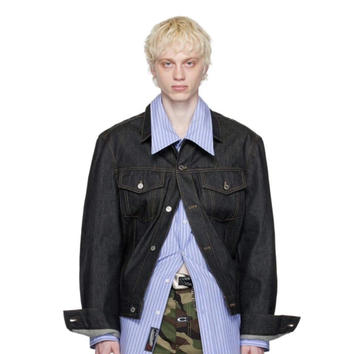 (M) 커미션 숏 데님 자켓 상품이미지3