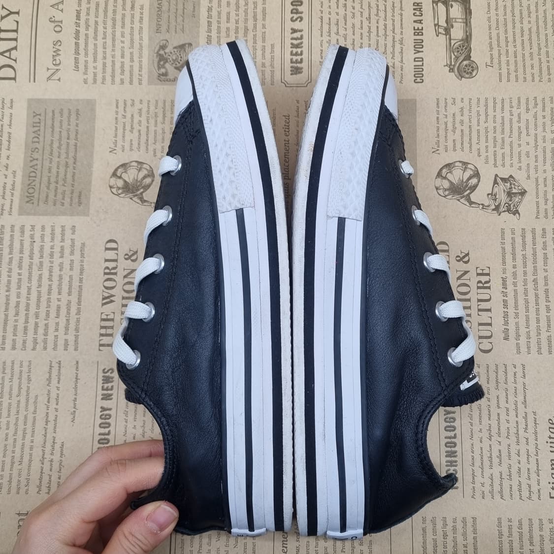 컨버스 블랙 레더 플랫폼 스니커즈215 상품이미지5