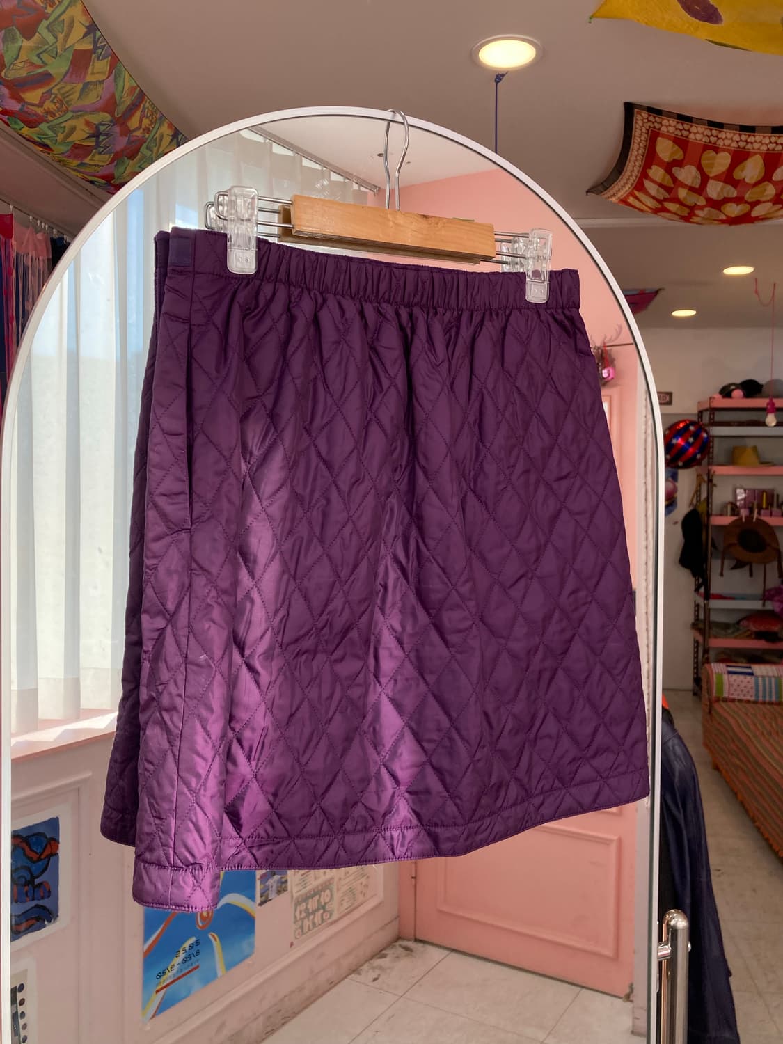 빈티지 퍼플 패딩 랩 스커트 상품이미지1