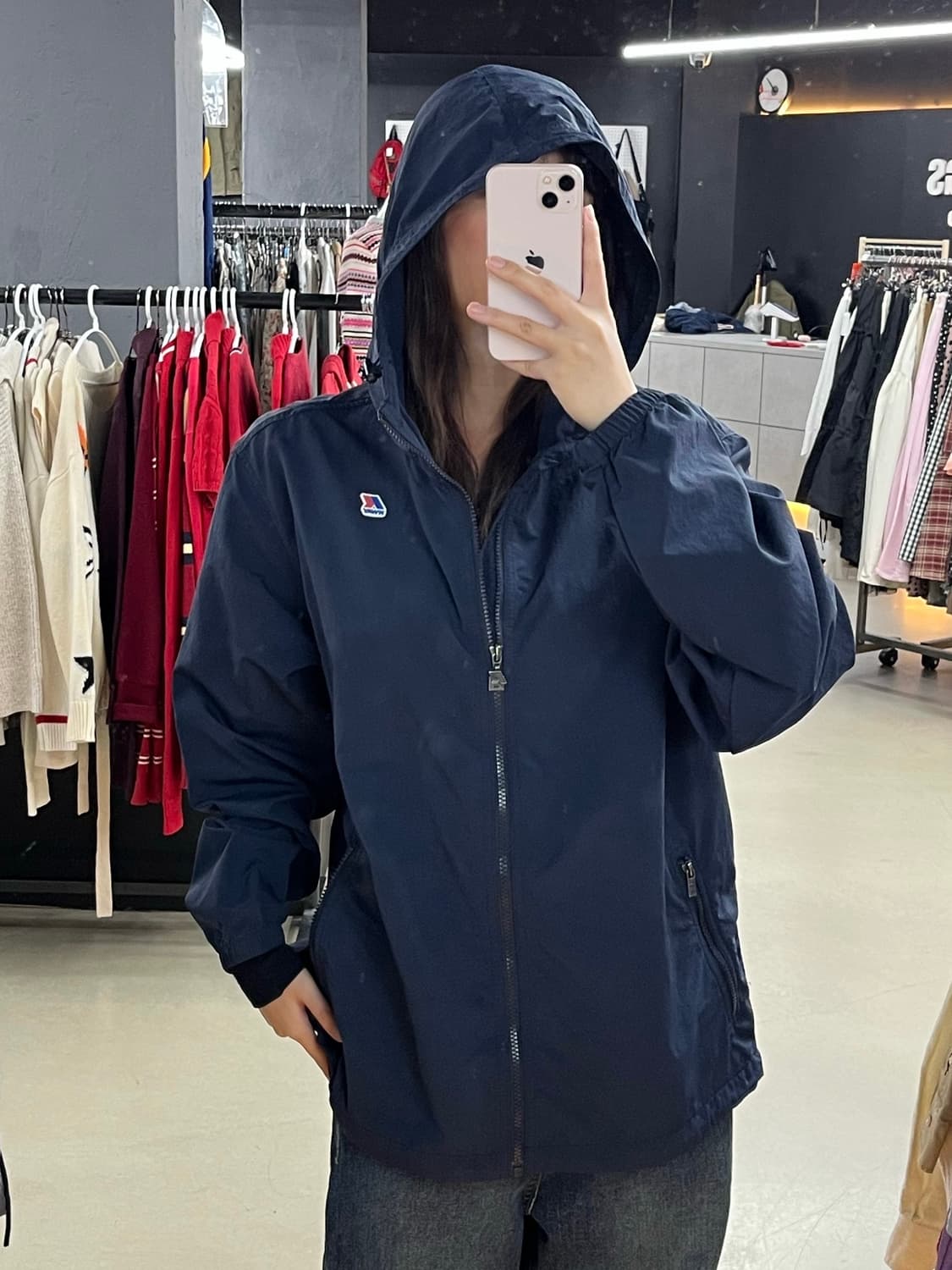 까웨 네이비 후드 바람막이 상품이미지2
