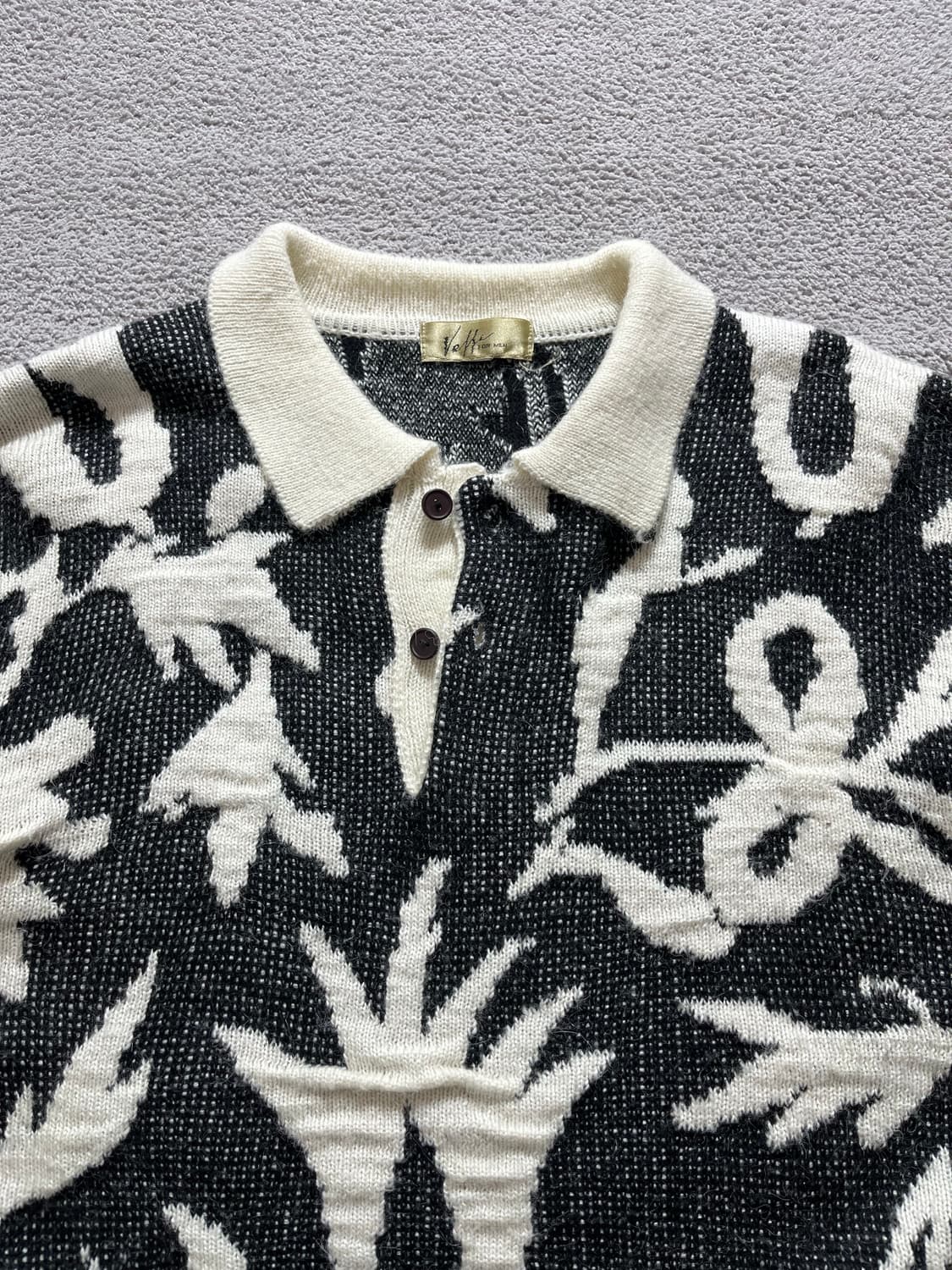 빈티지 플라워 패턴 자카드 니트 카라 스웨터 상품이미지5