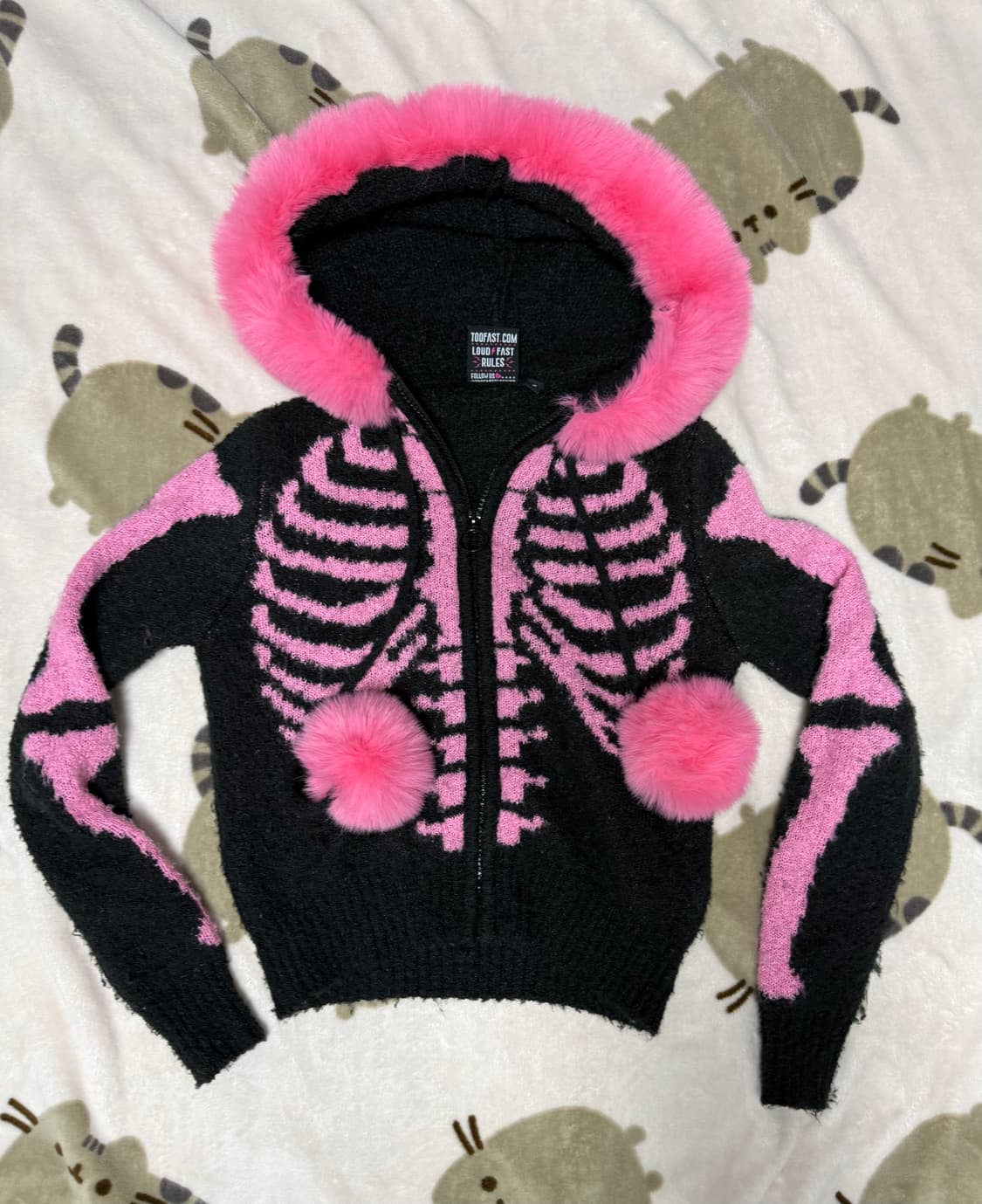 립케이지 크롭 퍼후드집업 핑크 상품이미지1