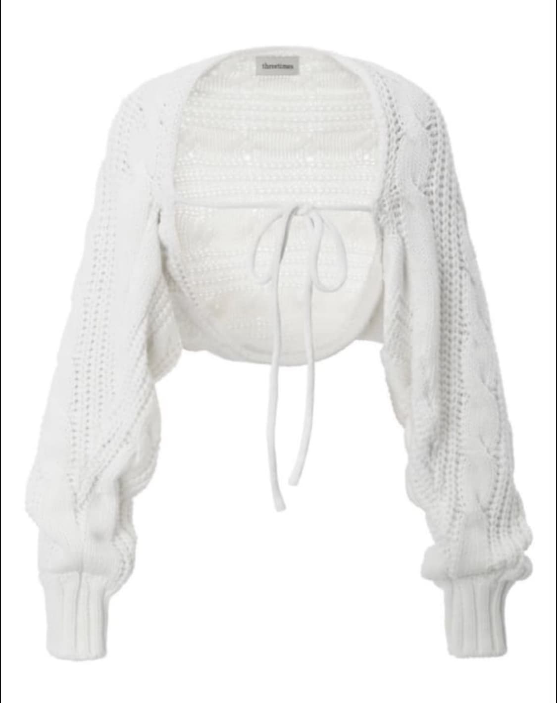 쓰리타임즈 케이블 볼레로 화이트 상품이미지1