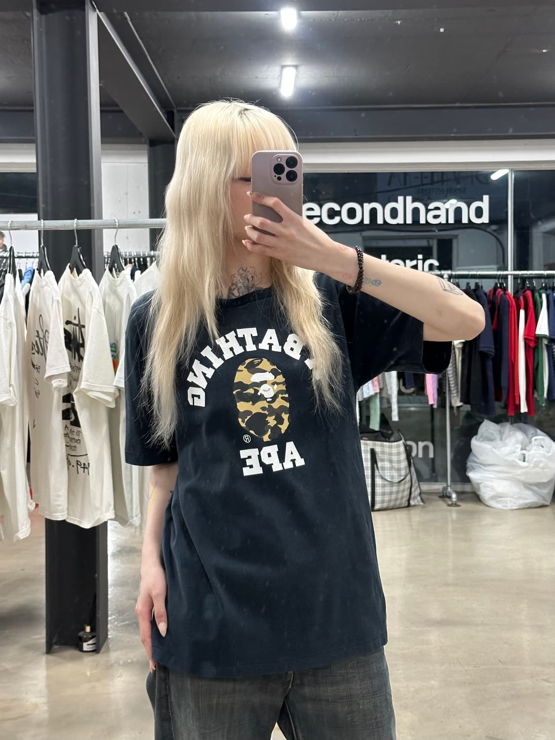 베이프 카모 컬리지 황계 반팔 티셔츠 상품이미지2