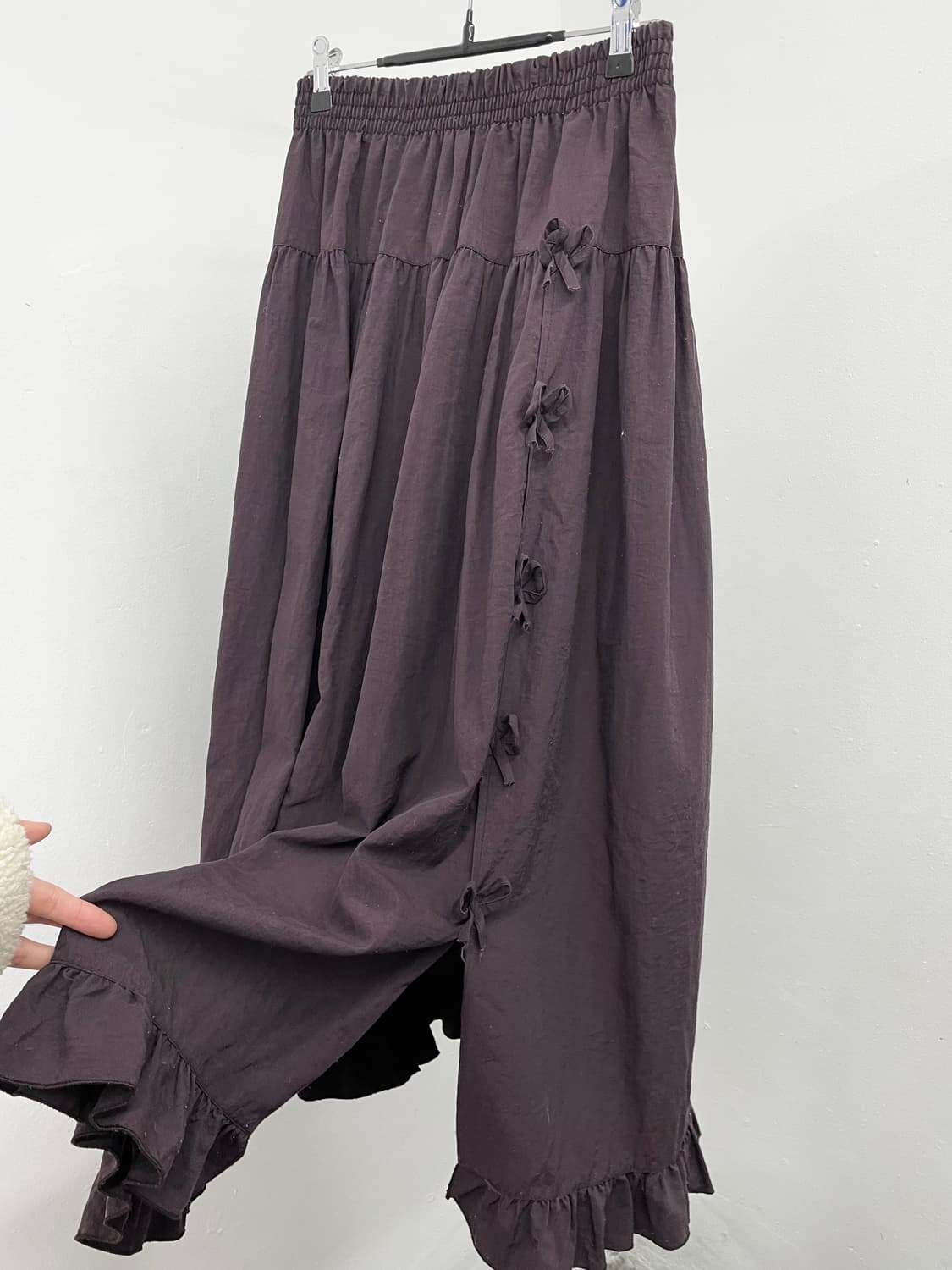 퍼플 프릴 리본 롱 스커트 상품이미지2