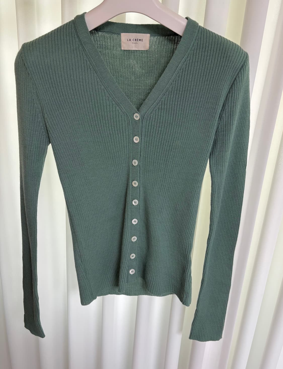LA CREME 골지 니트 그린 상품이미지1