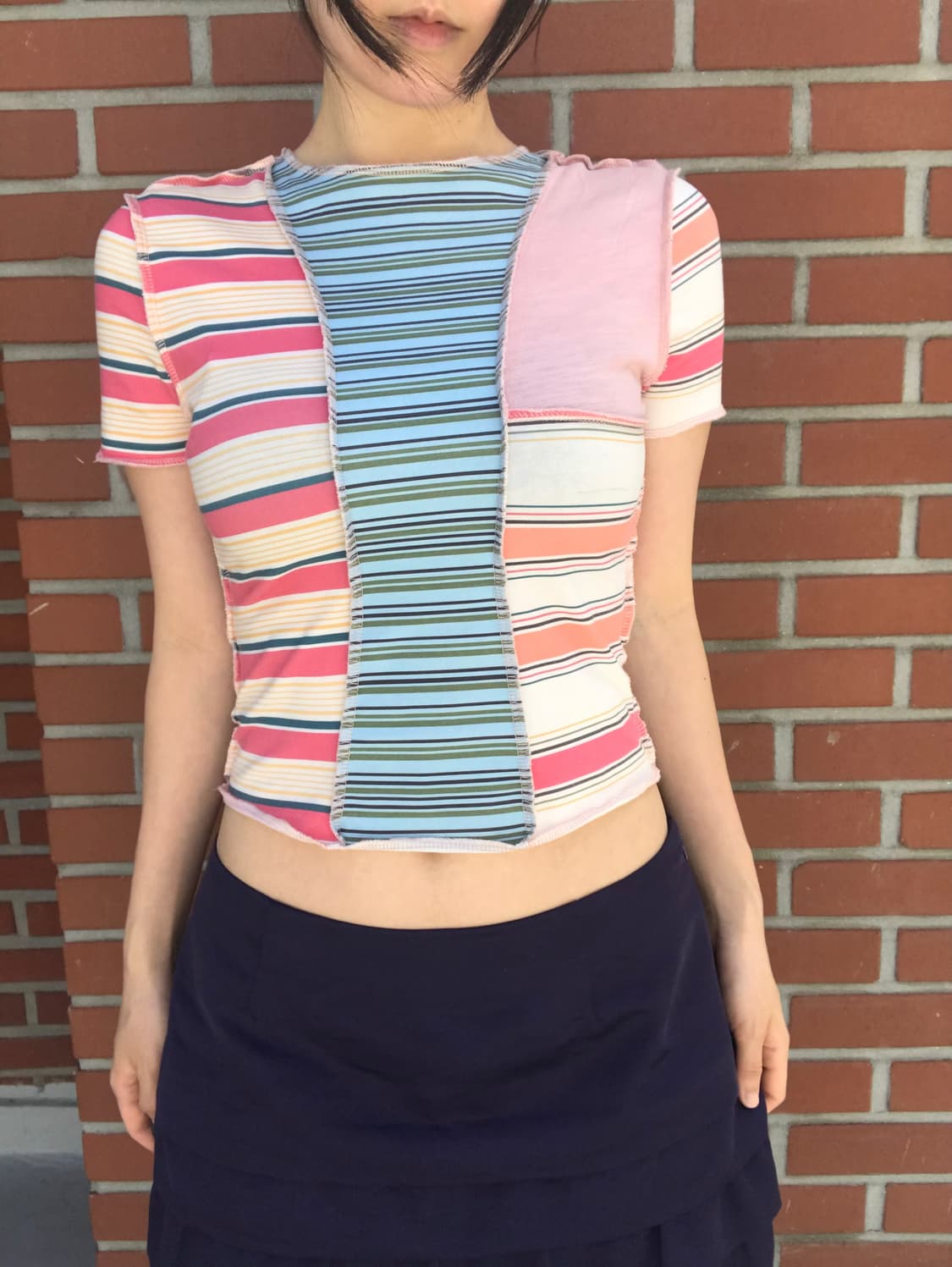 vintage stripe pattern corp top 상품이미지4