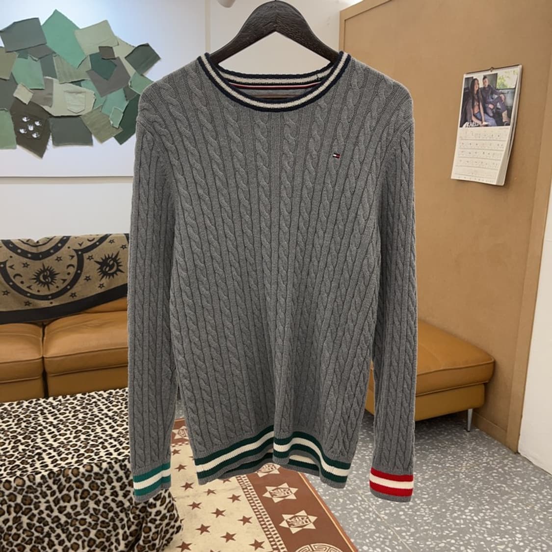타미힐피거 빈티지 레트로 캐주얼 배색 꽈배기 니트 176 C09552 상품이미지3