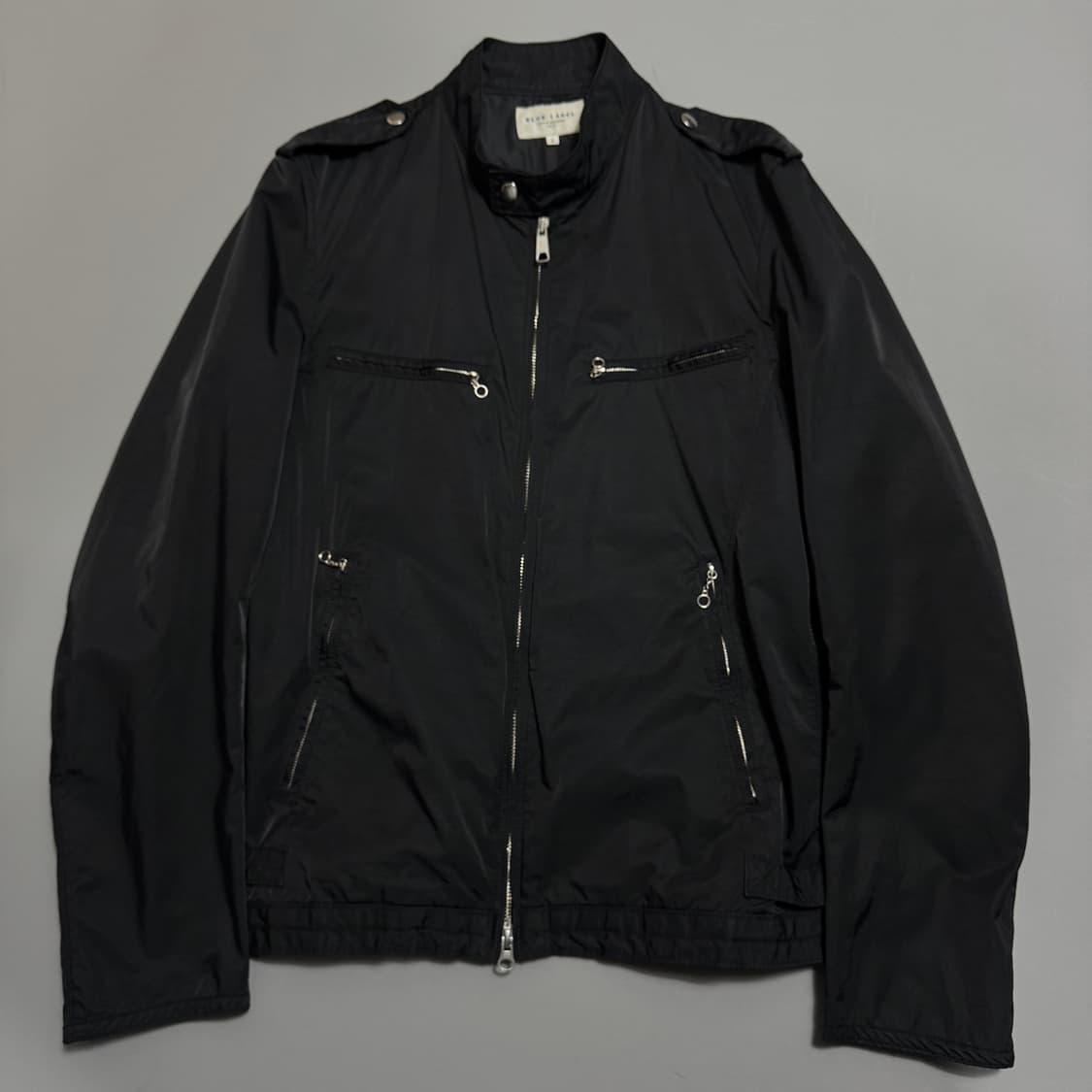 유나이티드 애로우즈 블루라벨 블랙 코튼 나일론 혼방 논칼라 바이커 자켓 상품이미지6