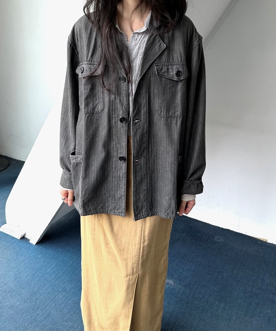 Herringbone pattern design single jacket 상품이미지2