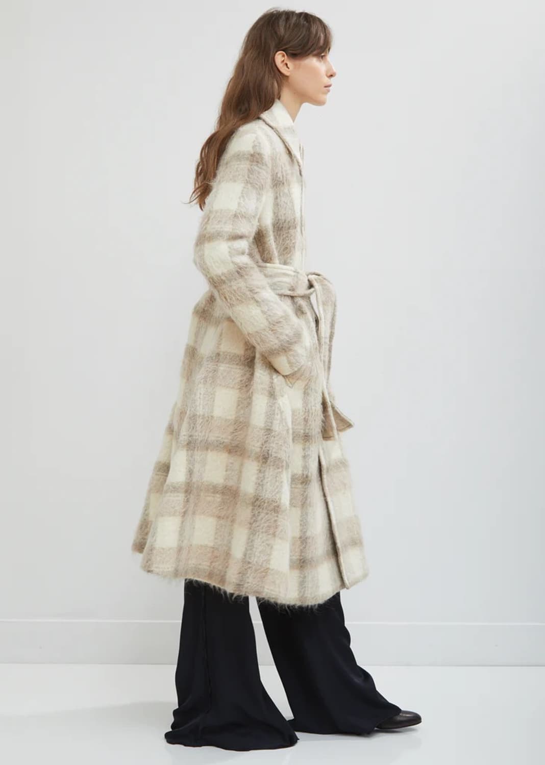 아크네 모헤어알파카 체크 코트 Ivory 상품이미지3