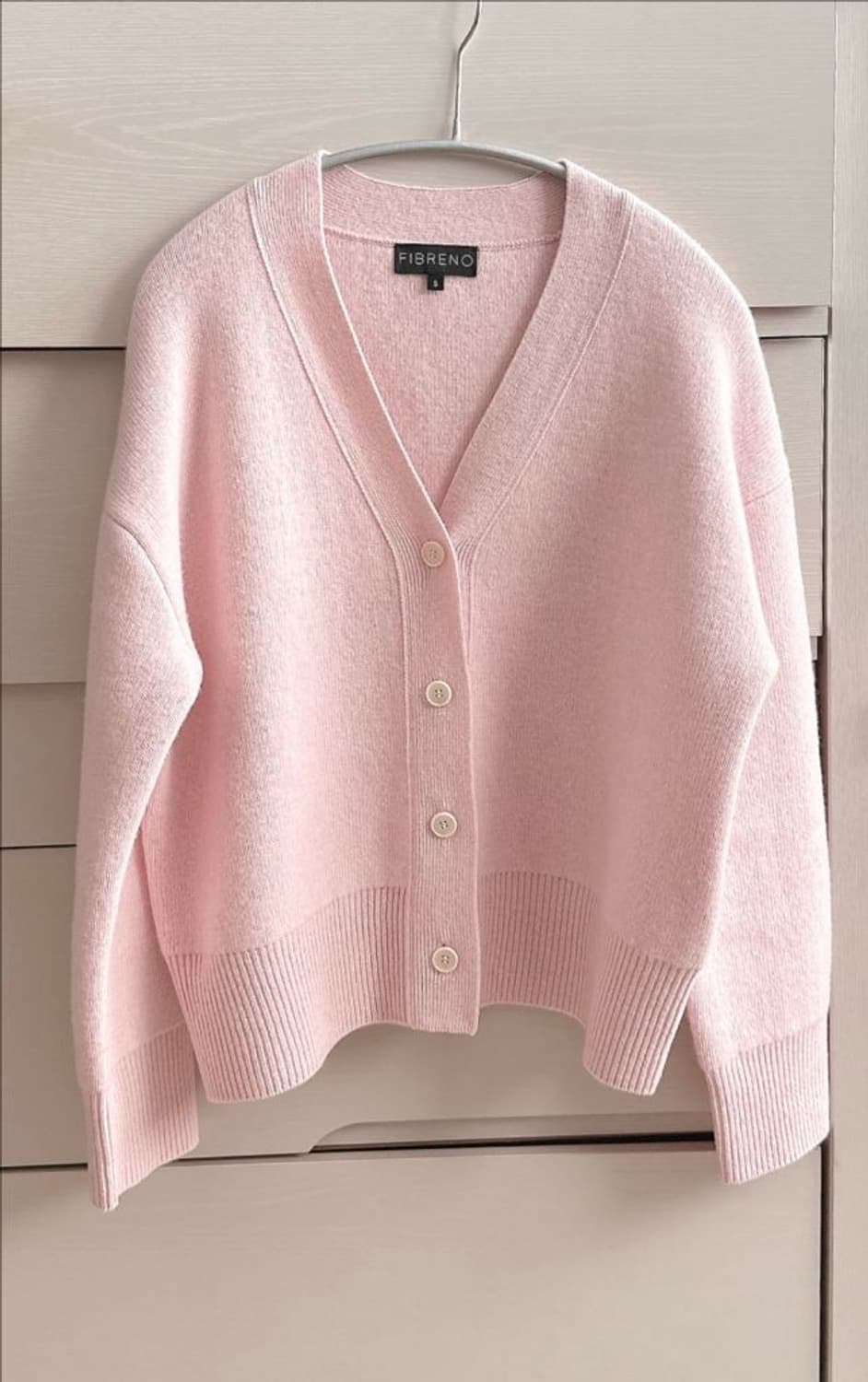 피브레노 브이넥 캐시미어 가디건 니트 핑크 s 새상품 /fibreno 베 상품이미지1