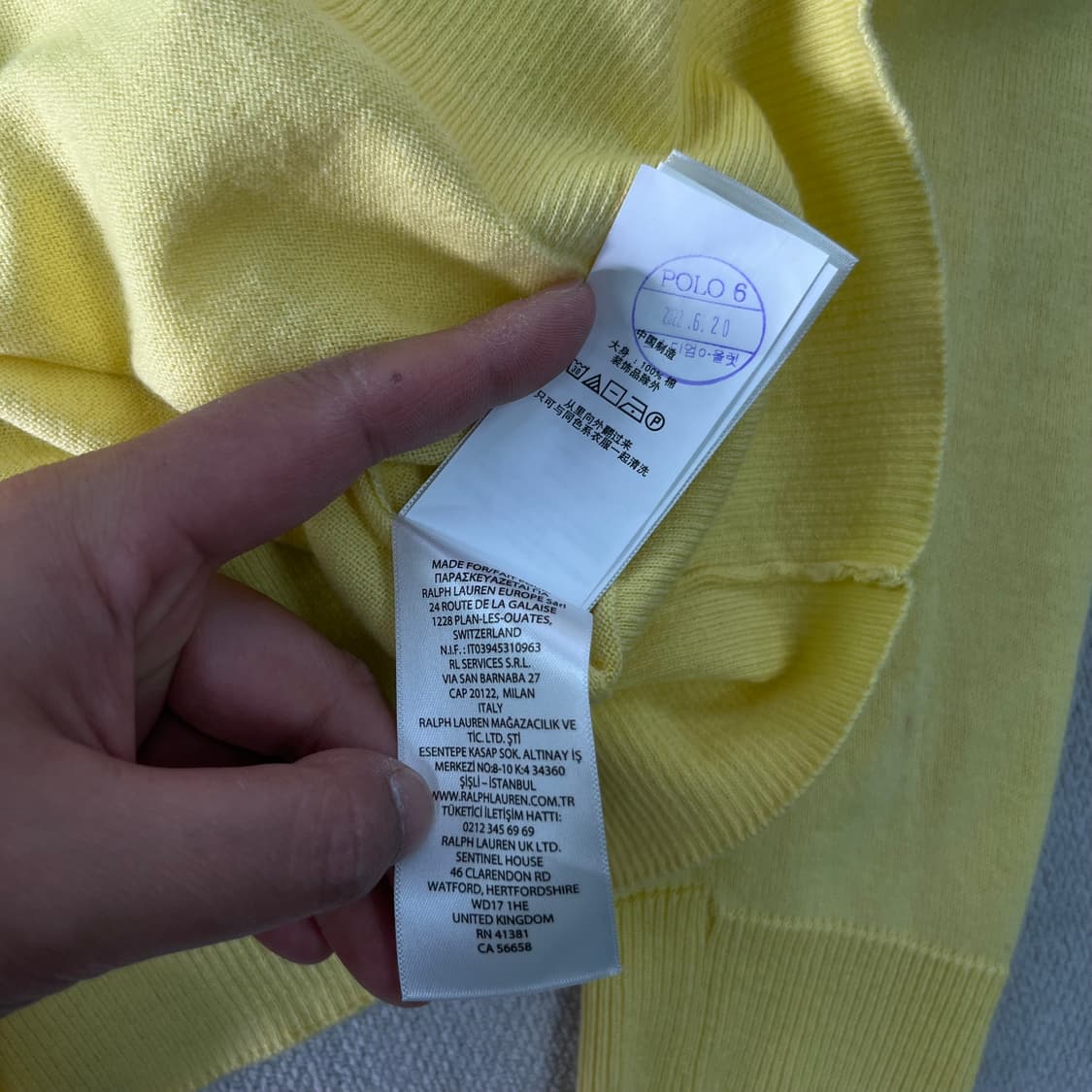 W 95 폴로랄프로렌 신형라벨 옐로우 코튼 가디건 상품이미지7