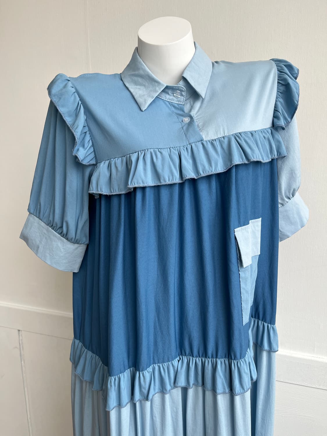 ciady baby 블루 프릴 롱 원피스 상품이미지2