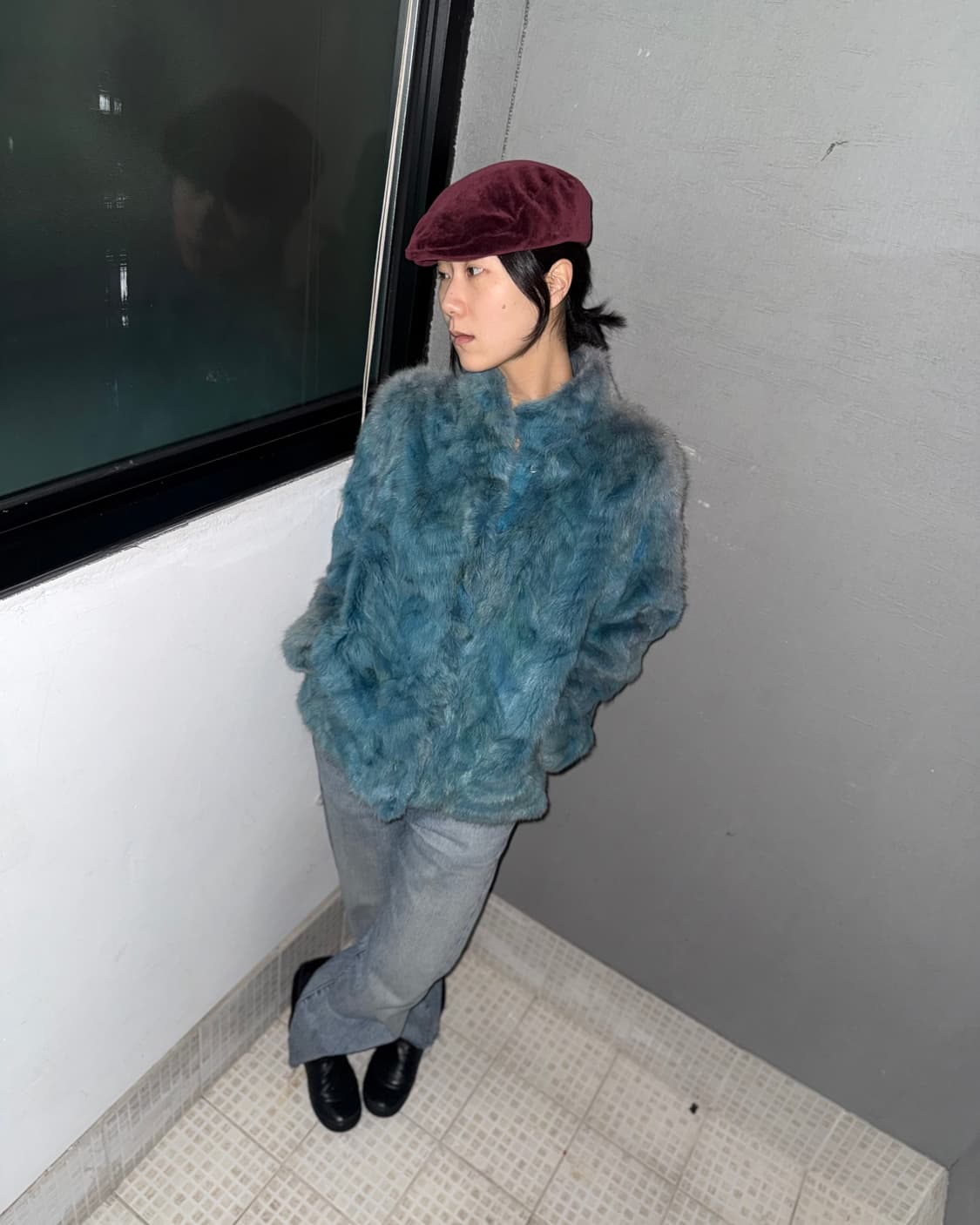 saga mink 블루 퍼 자켓 상품이미지1