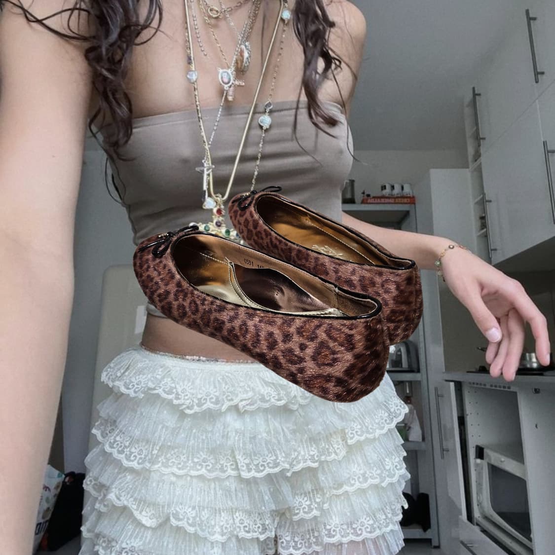 Vintage leopard Ribbon ☆ flat shoes 상품이미지2