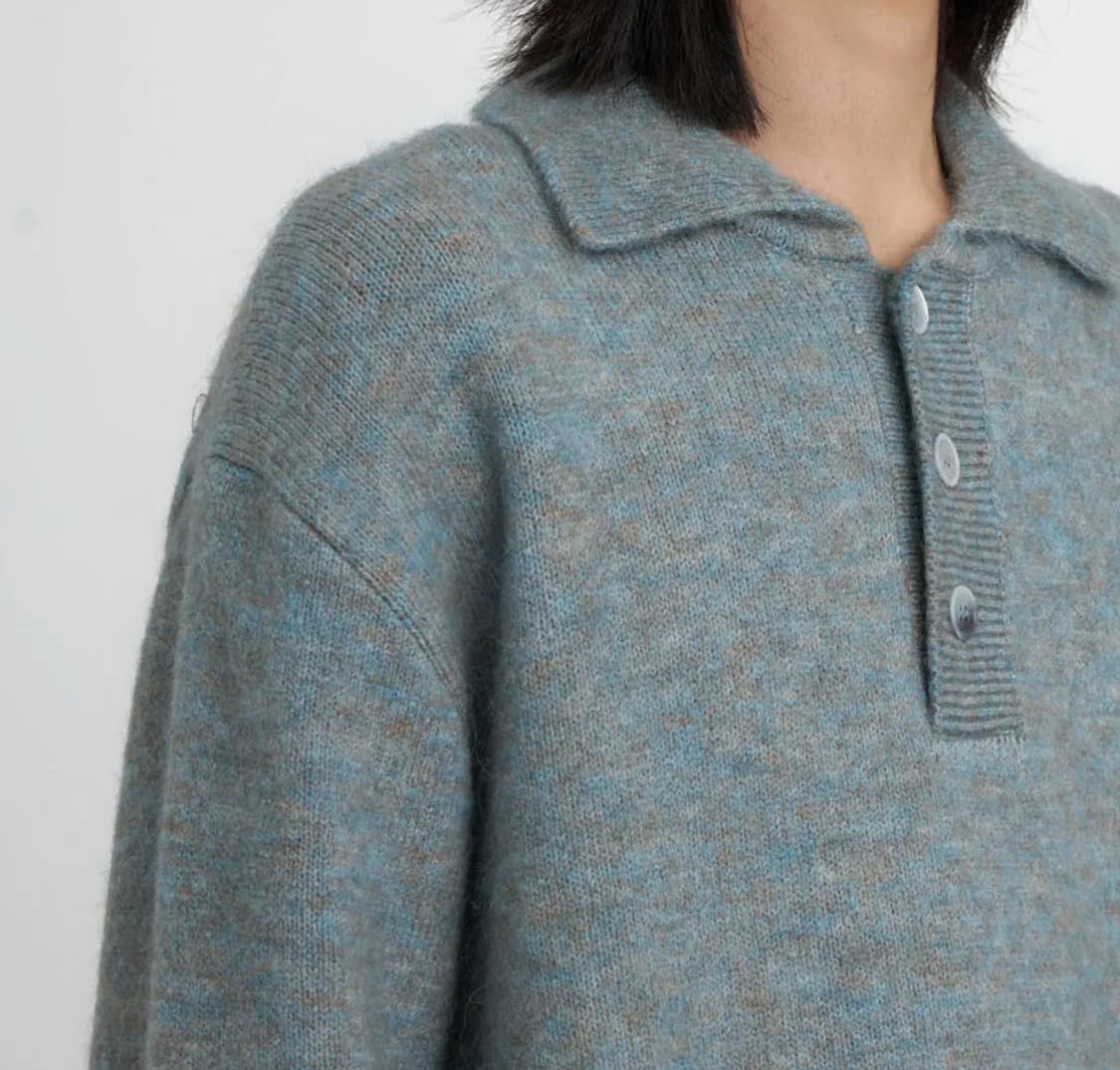 [M] 유스 오버사이즈드 니트 카라 스웨터 터콰이즈 상품이미지2