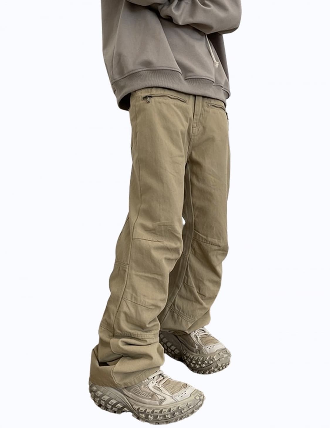 지퍼 포켓 스티칭 코튼 팬츠 상품이미지1