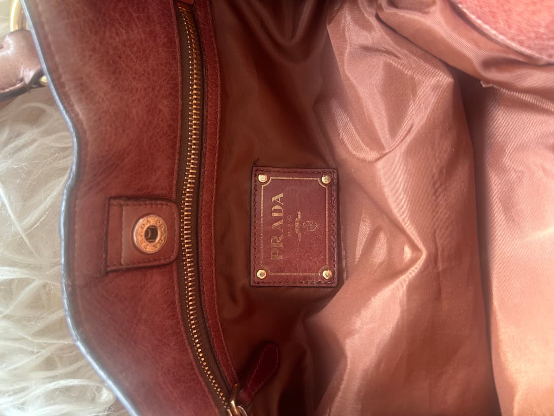 이벤트🤎)) 프라다 빈티지 가죽 토트백 숄더백 브라운 상품이미지5