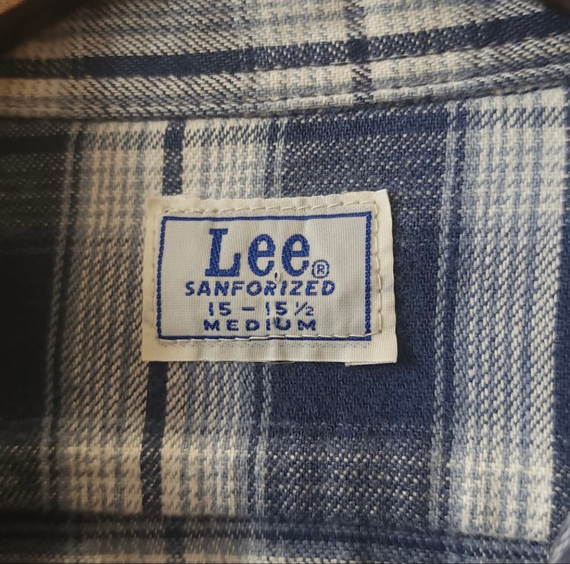 90s lee 빈티지 플란넬 체크셔츠 블루 m 상품이미지4