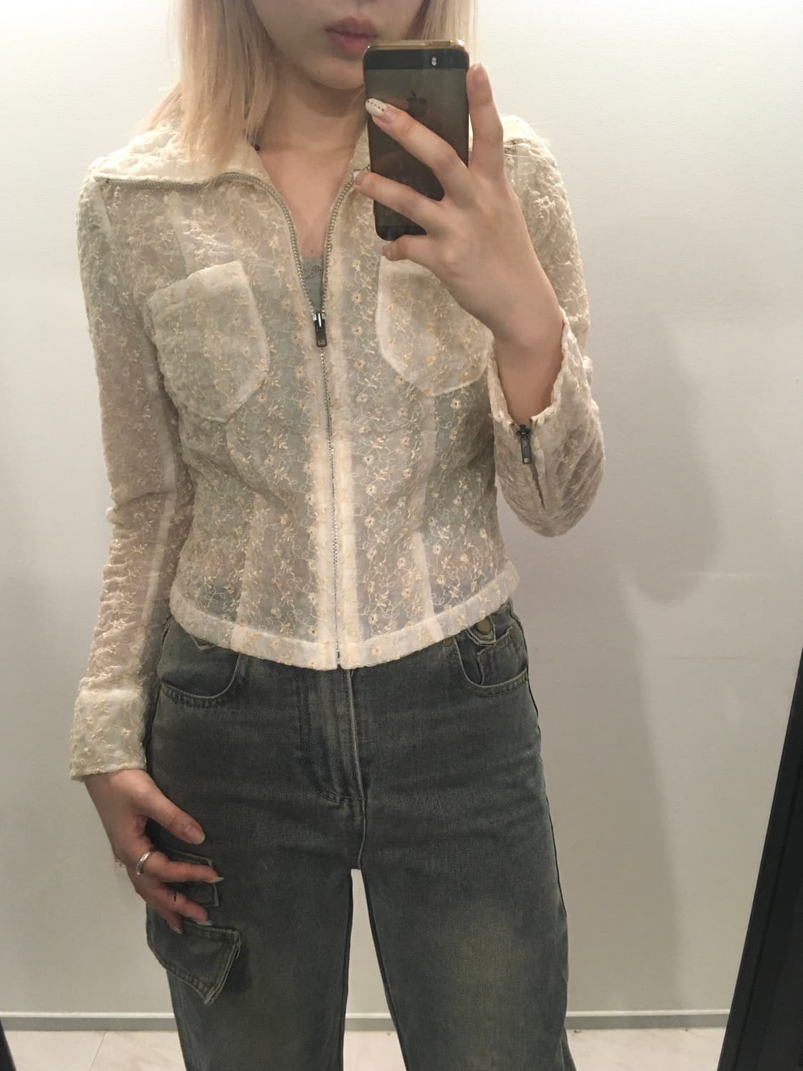 jpn vintage 아이보리 레이스 자켓 상품이미지2