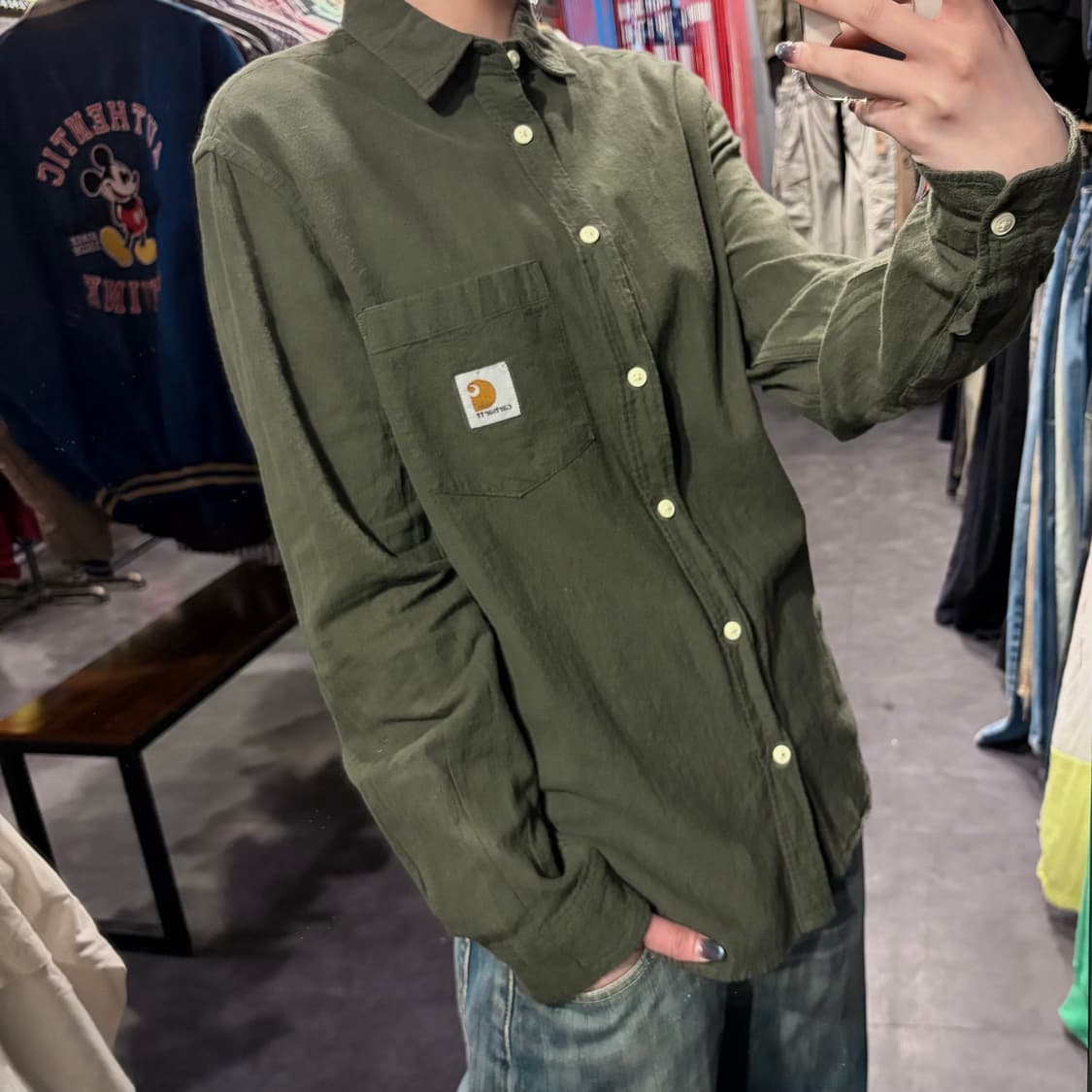 [IM] Carhartt 칼하트 린넨 긴팔 셔츠 카키 상품이미지2